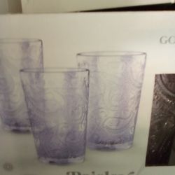 GODINGER- Purple Paisley Crystal 13 Oz. Highballs 