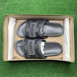 Gucci GG Slide Sandal ,GG Monogram “Grey Black”