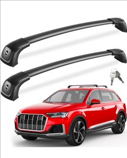 330 LB Lockable Roof Rack Cross Bars for Audi Q7 2016-2026 Flush Rails Blk Pair