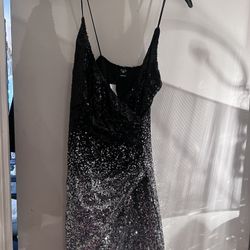 Silver And Black Sequence Dress 