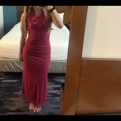 Zara Raspberry Pink Cowl Neck Backless Maxi Dress
