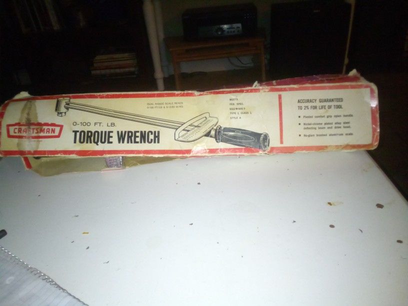 Sears  Craftsman 1/2 Torque Wrench  With Original Box Never Used.(Sears)