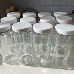 Set Of 12 Clear Glass Bottles