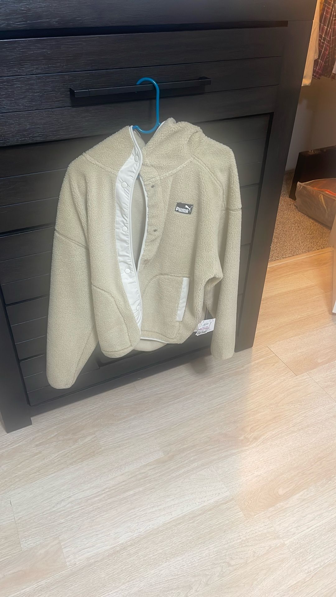 Beige Womens Puma Sherpa Jacket Size L