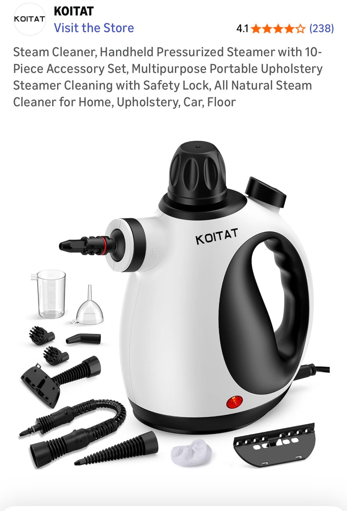 KOITAT new steam cleaner, W 10 piece accessory set