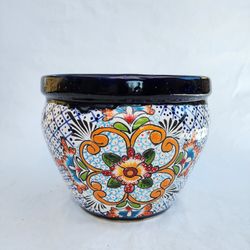 Colorful Talavera-Style Ceramic Planter
