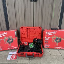 Milwaukee M12 Green Laser Kit-360° 3-plane Complete Kit Battery 4.0 M12 And Charger 3632-21 Model