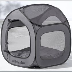 Lightweight Dog Crate, Foldable Pop-Up Kennel Travel Dog House 26" L x 26" W x 28.5" H, Light Grey