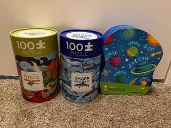 Set of 3 Kids Puzzles – Dino, Shark, Space