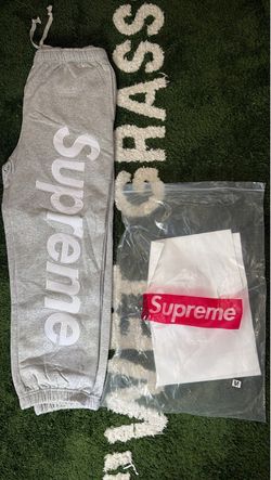 Supreme Gray Sweatpants with Box Logo Tee