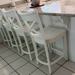 4 White Barstools 