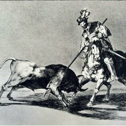 Rodrigo de Vivar, Cid Champion Original Antique Vintage Fine Art GOYA 1960 Print of Etching Spain Printed Collectible Bullfighting Bull Fighting