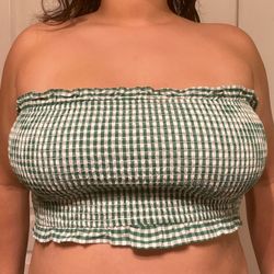 Green Gingham Tube Top