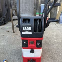 The Clean Force 1800 pressure washer with its gun and 3 nozzles works well