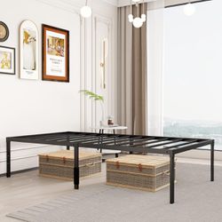 18” Twin Metal Platform Bed Frame, Tool-Free Bed Frame with Heavy Duty Slat Support, Large Under-Bed Space Saving, No Box Spring Needed