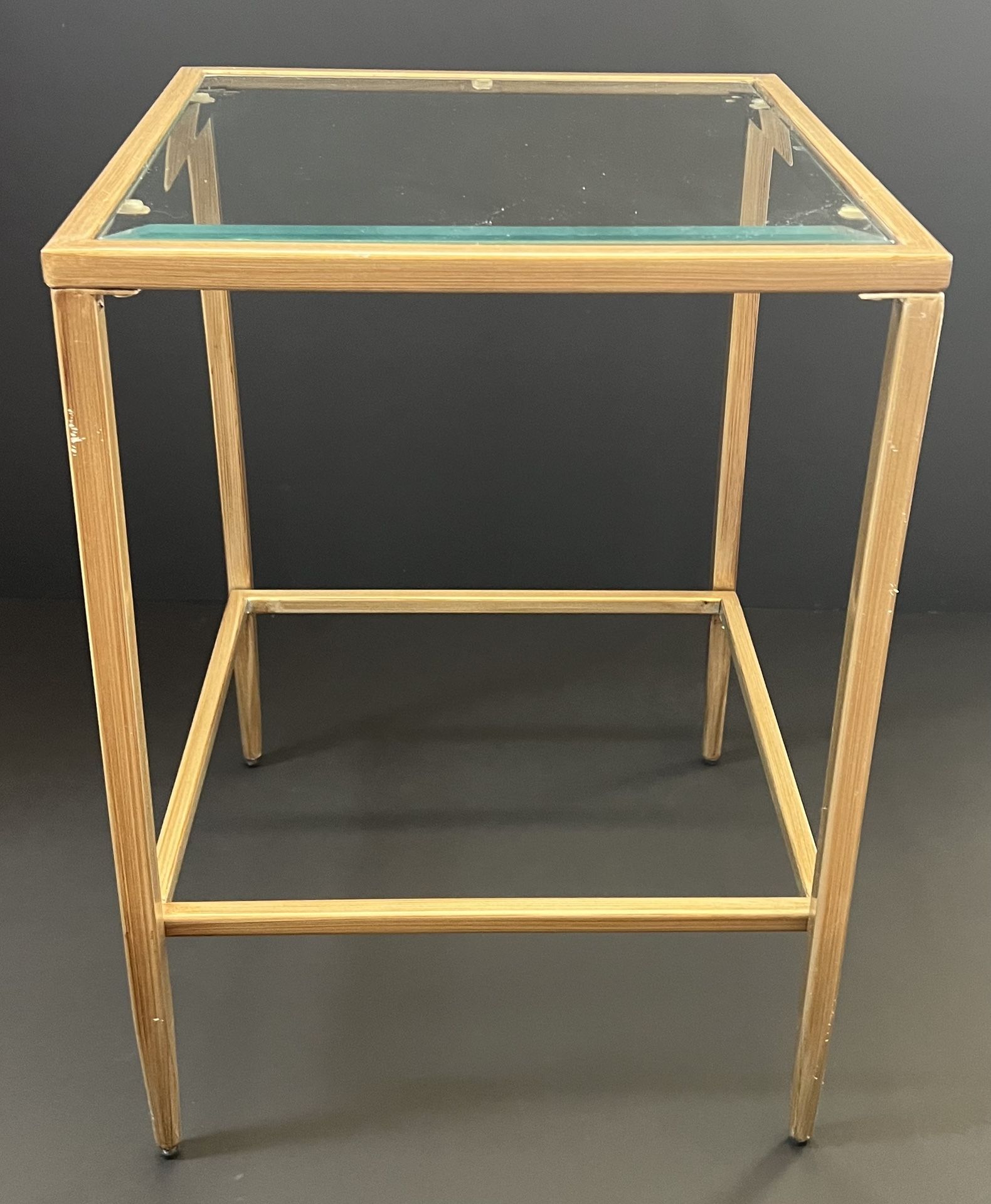 Pair Of GOLD glass End Tables. Price Is for BOTH!!