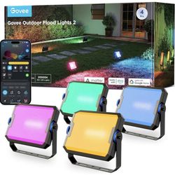 Govee Outdoor Flood Lights 2, RGBIC Warm Cold White LED Lights for Outdoor Decorations, 50 Scene Modes, Landscape Lighting, Upgrated IP66 with App Con