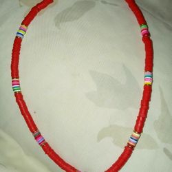 Red Puka Shell Necklace 