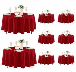 Fitable 8 Pack Round Tablecloths: Stain Resistant Wrinkle Free Circle Table Clothes, Washable Reusable Polyester Table Covers For Wedding Christmas Pa