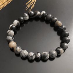 DeMarcus Alexan 8mm Black  Labradorite Dark Logo Bracelet 