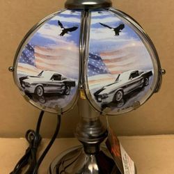 Mustang and eagle Touch Lamp 14 inch. Rare