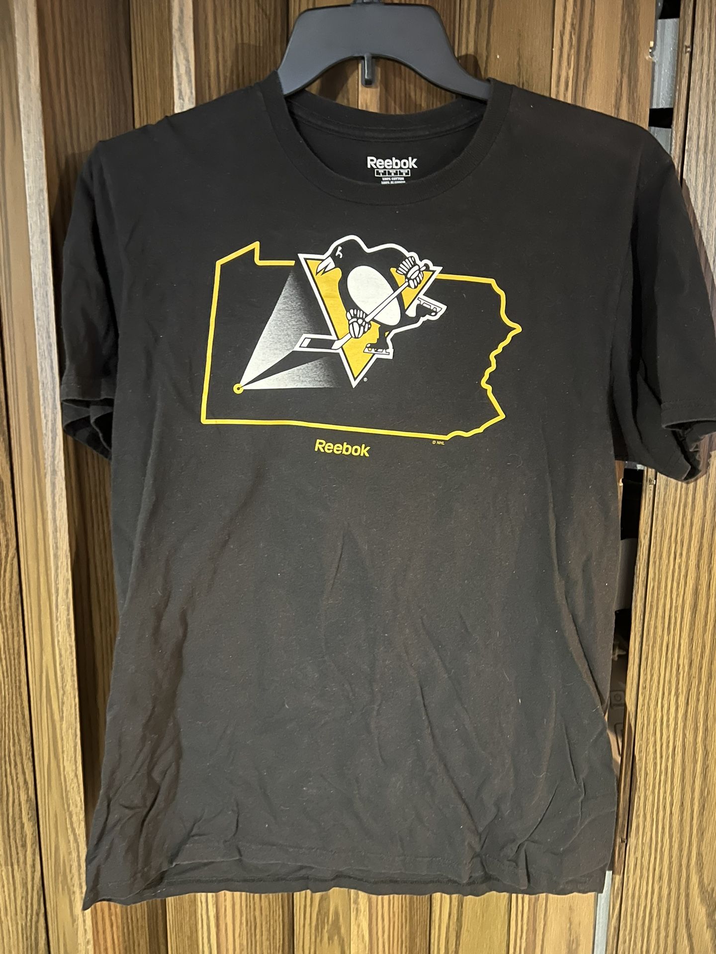 Reebok Black Pittsburgh Penguins Tee Shirt Size Large