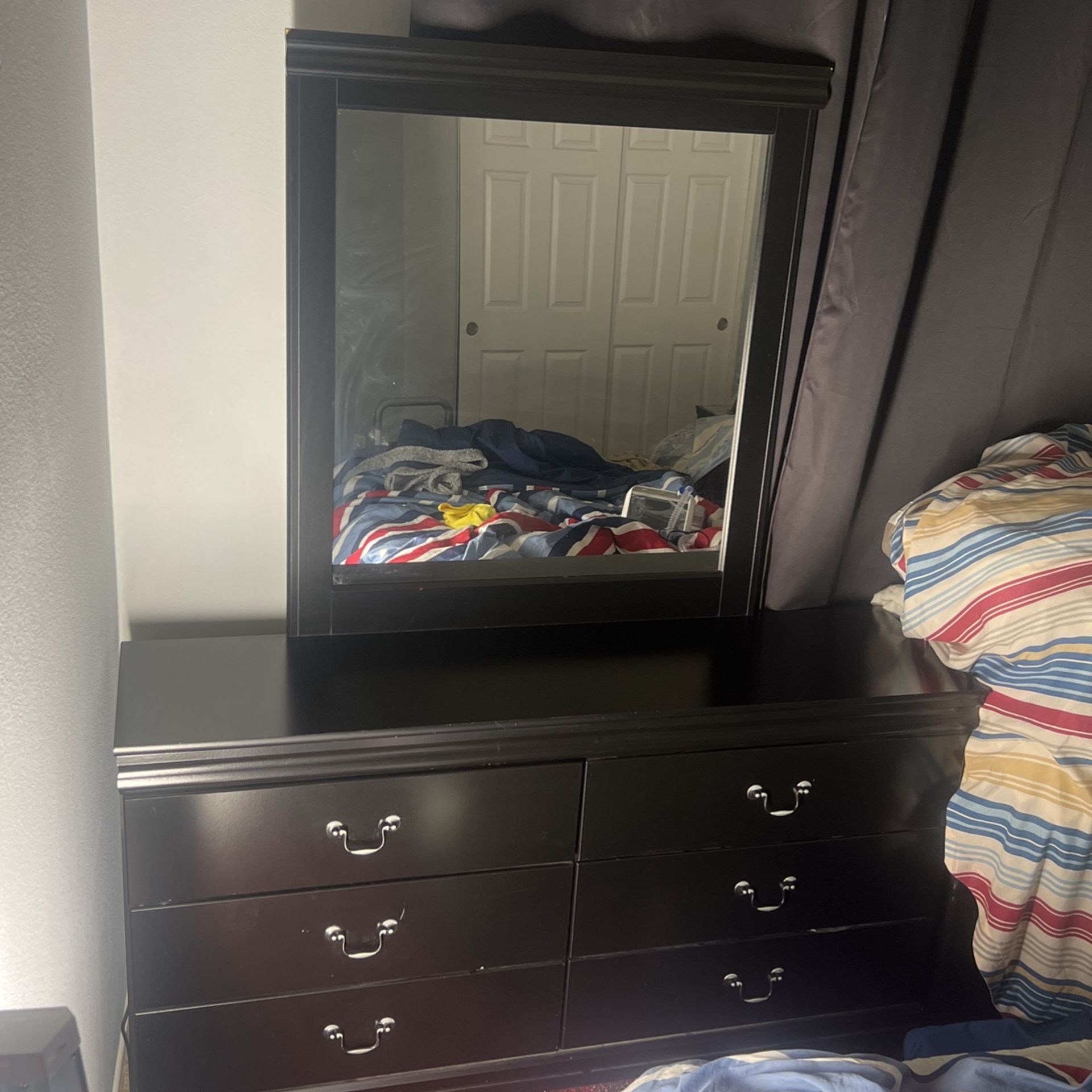 Dresser With Mirror 6 Drawers BLK