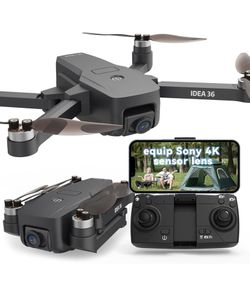 GPS Drone with Camera for Adults 4k, Auto Return Brushless Motors Drones for Adults Beginners 2 Camera FPV RC Drones Foldable Quadcopter Follow Me Cir