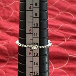 Fashion Silver Crystal Diamond Ring Size 5.5