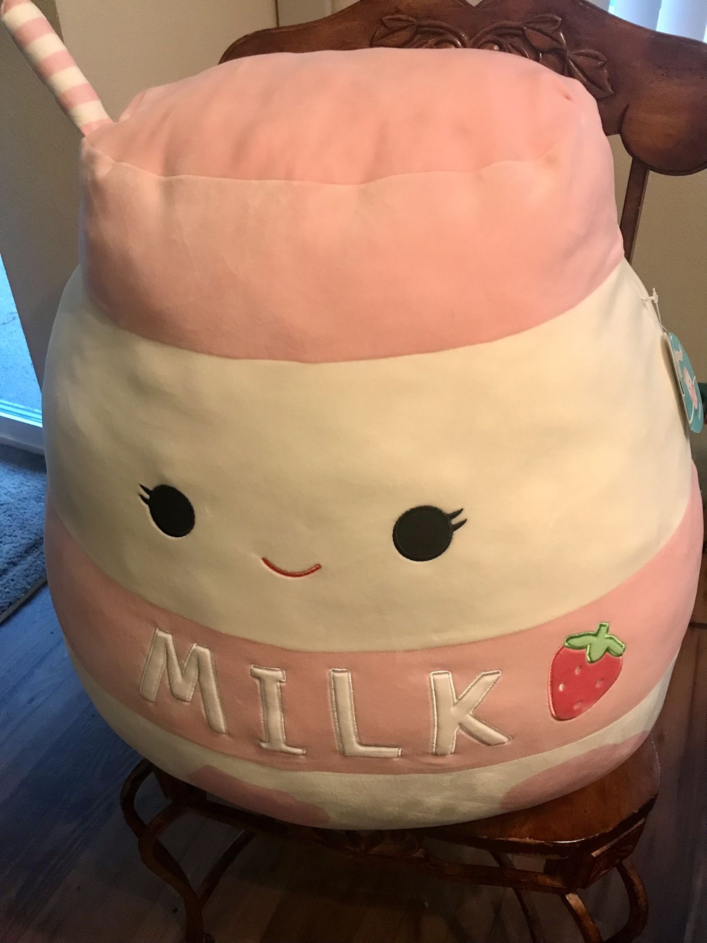 Squishmallows Jumbo 24” Amelia Strawberry Milk Squish Plush HTF