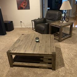 Coffee Table , End Table And Lamp. Gray In Color 