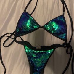 Sequin Swimsuit Set Size S