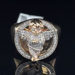10KT Yellow Gold Angel Diamond Ring 9.70g Size 10 132518