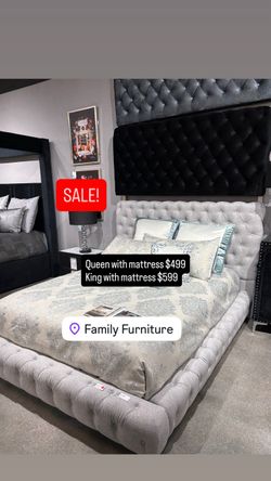 Queen or king bed frame + mattress