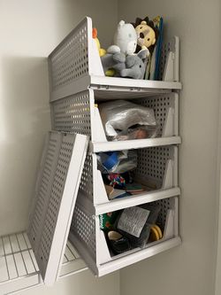 5-Pack Folding Closet Organizers – Stackable Storage Bins (White)