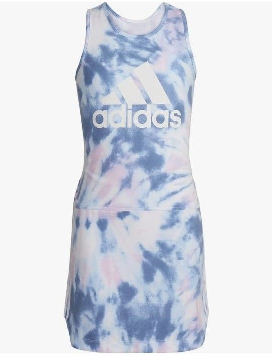 Adidas Girls' Sleeveless Curved Hem Tank Dress Large 14