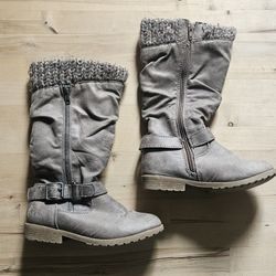 Kids, Size 1, Shoefly Pie Boots, Lined, Zip Up, With Buckle, Taupe
