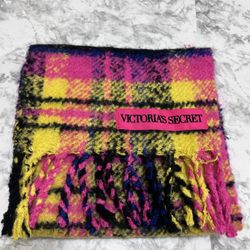 VICTORIA'S SECRET Fuschia Winter Angel Pink Plaid Scarf Wrap O/S Barbiecore NWT