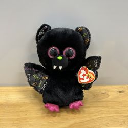 TY Beanie Boos Dart Bat Plush Black Glitter Eyes Boo 6” Halloween TySilk NEW