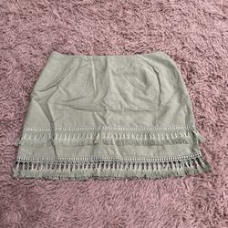 Lulus Women Sage Green Tassel Mini Skirt