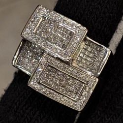 14K White Gold Diamond Pave Ring size 8