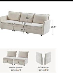 Modern Chenille Sofa 125"