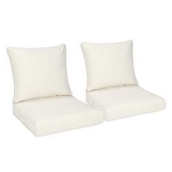 25-in x 25-in 4 -Piece Ivory White Deep seat patio chair cushion