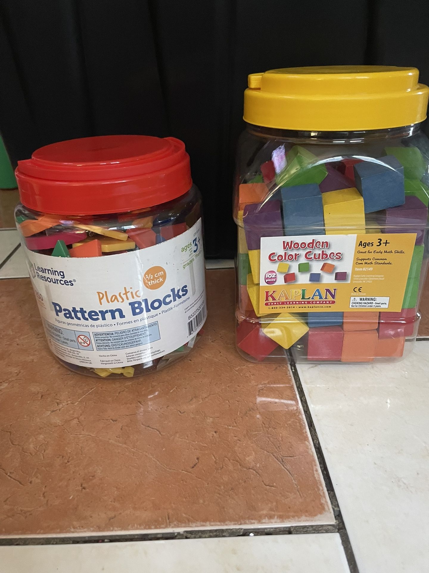 Wooden Cubes And pattern blocks