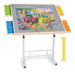 Jigsaw Puzzle Table 1500 Pieces,Adjustable Height&Up Puzzle Board with Cover ...