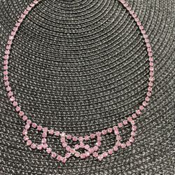 Shiny pink gems choker statement necklace 