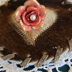 Coral Cabbage Rose Ring
