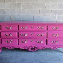 Extra  LARGE Hot Pink STATEMENT PIECE Buffet DRESSER