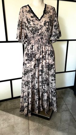 Floral Maxi Dress with Lace V-Neck