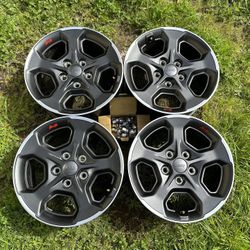 2023 Jeep Gladiator Rubicon Wrangler OEM 17” Wheels Rims & Lug Nuts JK JL JT 17x7.5 Grand Cherokee 